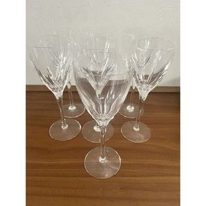 Set of 7 Lenox Cut Crystal Firelight Wine Glasses / Goblets / Stems - Retired
